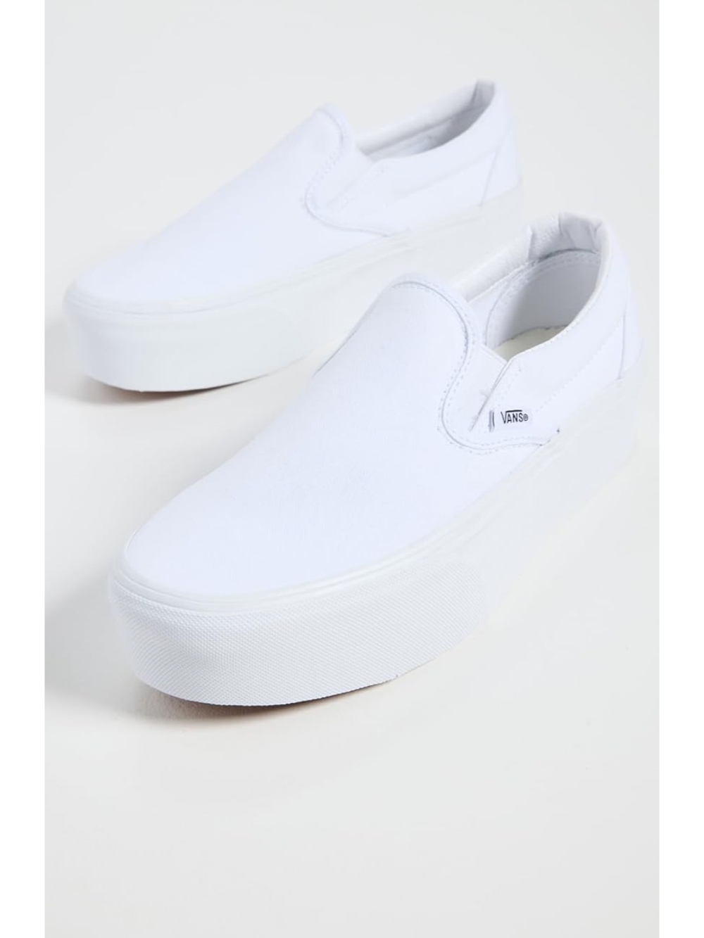 Vans White Platform Slip-On Sneakers